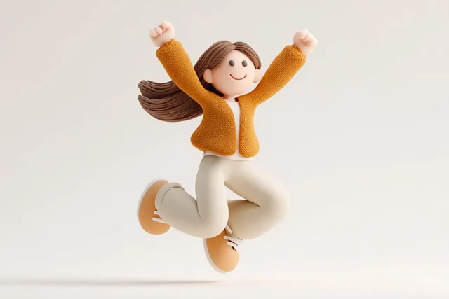 Cute 3D render of a [subject], matte surface, kneaded clay icon style, simple stylized design, [doing action], [emotion