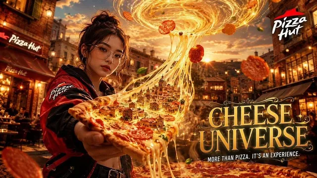 A hyper-realistic cinematic food advertisement in vertical 9:16 format featuring a stylish young woman wearing a modern