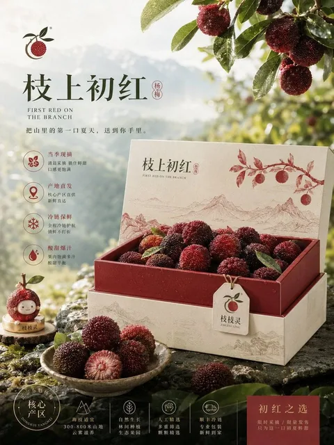 请根据以下设定，创作一套高完成度、具有统一视觉系统的「原创鲜果电商品牌商品化提案 / 4-Board Fresh Fruit Brand Commercialization Proposal」。