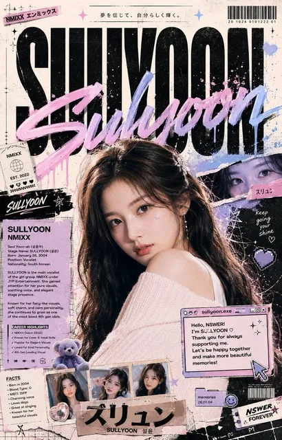 Create an ultra-premium modern Japanese street-art editorial poster featuring [SULYOON- NMIXX] as the main subject.