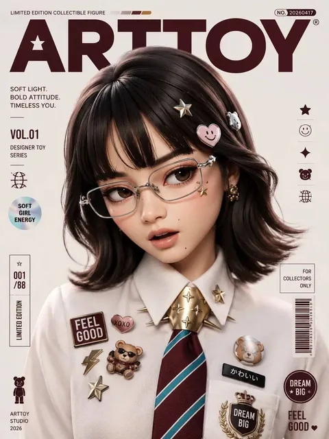 Transform the input image into a premium designer collectible-art toy aesthetic. Preserve the subject's identity, pose,