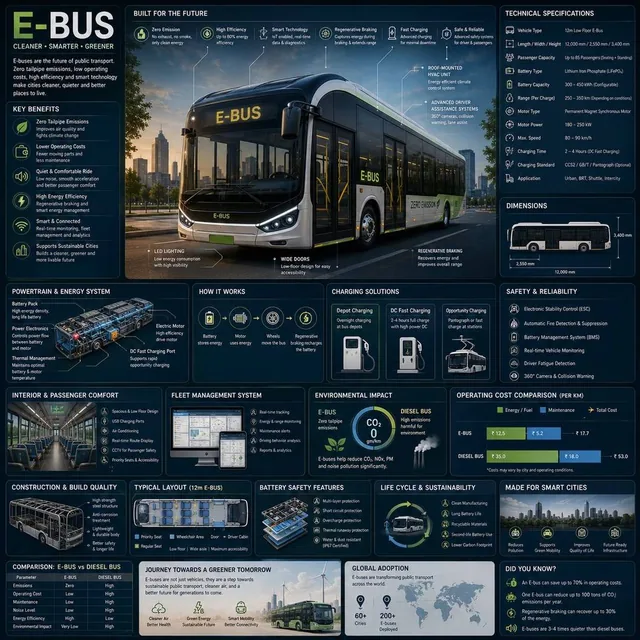 Create a premium square “reference-style sustainable transportation infographic” centered around a futuristic electric c