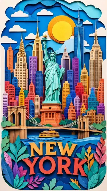 Ultra-detailed layered papercut art illustration of [Country Or City], colorful paper craft design, multiple stacked pap