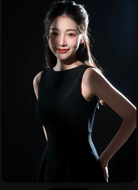 Create a high-end, cinematic studio portrait featuring an elegant East Asian woman and a handsome man standing side by s
