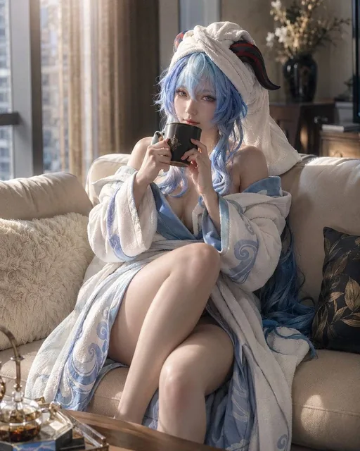 Hyperrealistic vertical Sunday morning lifestyle editorial photo featuring [Character Name] from [Series], portrayed as