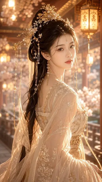 9:16竖版，古风仙侠精修写真，高精度东方幻想女性人像，唐风幻想审美，古偶女主感，画面主体是一位明确成年的年轻东方女性，视觉年龄约22–26岁，气质温柔、贵气、安静、含蓄、清雅，有强烈女主感但不张扬。