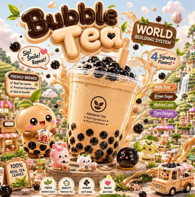 [Subject] transformed into a miniature brand universe. The product is the hero character, surrounded by floating icons,