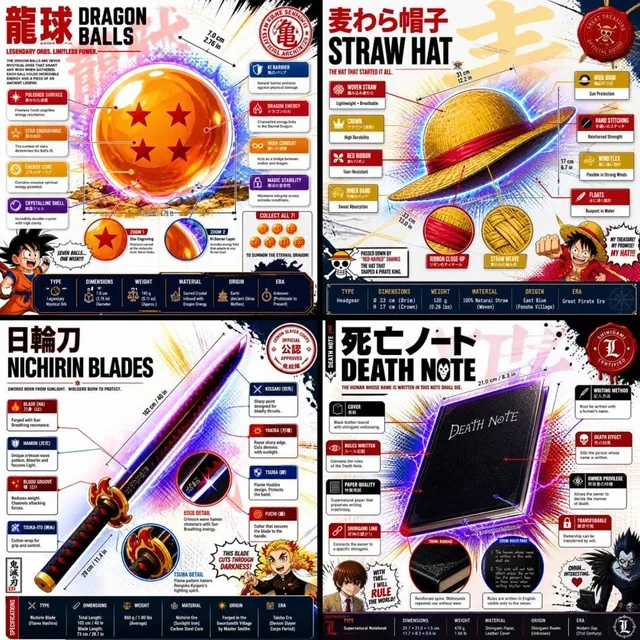 1:1 square anime infographic poster, premium official fanbook spread style — like the Demon Slayer Kimetsu Fanbook, Juju