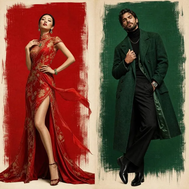 Two-panel luxury fashion poster.