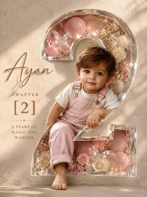 Professional luxury birthday poster, 3:4 portrait composition, ultra high-end studio photography aesthetic, premium off-
