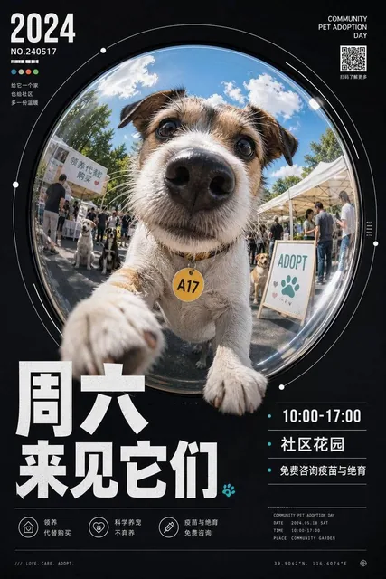 围绕任意主题对象生成一张强设计感视觉：画面由深色安静的信息外场托住中央巨大的圆形鱼眼视窗，视窗像被镜面或广角镜头撑开，主题核心内容在圆内被近距离拉伸，前景元素向观者伸出并贴近圆形边界，边缘带轻微畸变与真实光影压迫感，形成“马上冲出画面”的第