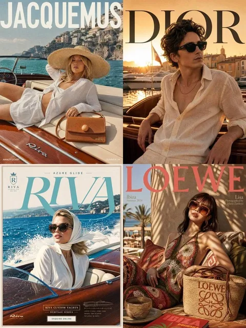 Margot Robbie for Riva Yachts is the ultimate summer vibe. Silk headscarf, tortoiseshell sunglasses, and a classic mahog