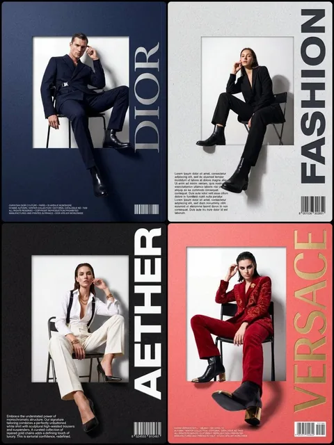 A precise, single full-page, high-resolution photographic print of a dynamic, 3D pop-out [Luxury Fashion] advertisement