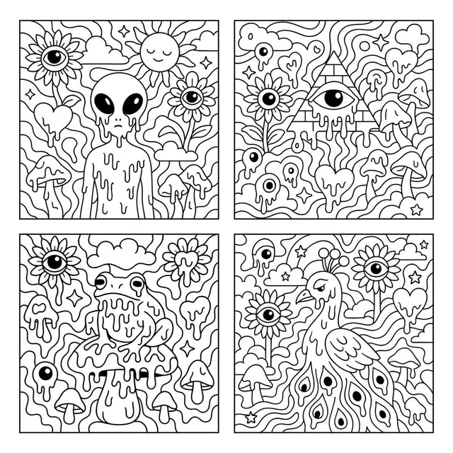 Create a psychedelic black and...