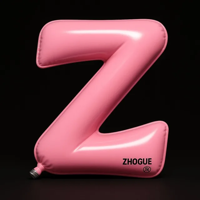 一件高度写实的 3D 装置艺术：字母 Z 被设计成充气球囊造...