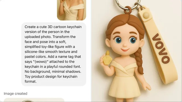 Create a cute 3D cartoon keych...