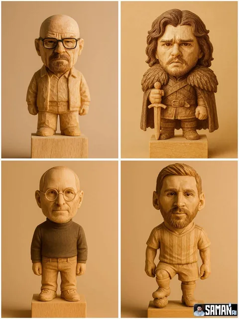 Hyper-realistic carved wooden...