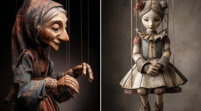 Hand-Carved Wooden Puppet (Cze...