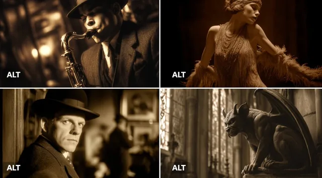 [SUBJECT] depicted in a Sepia-...