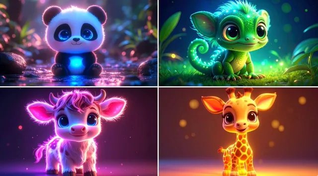 bioluminescent cute [ANIMAL],...
