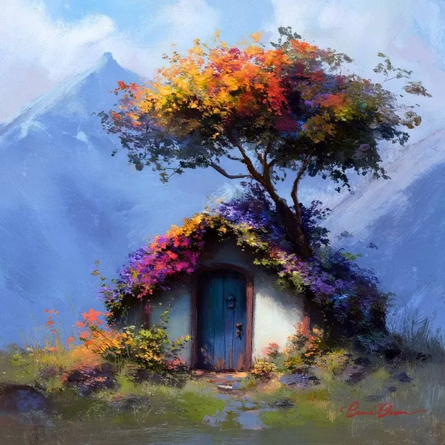 A small house made of flowers,...