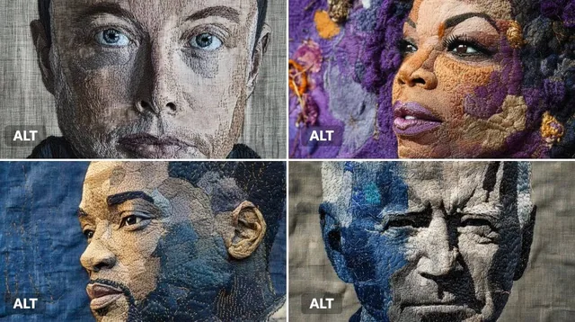 An embroidered portrait of [su...