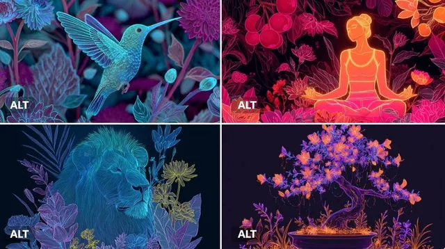 A Neon Floral Harmony illustra...