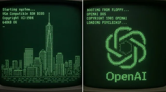 Retro CRT computer boot screen...