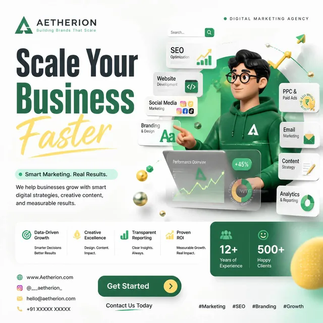 Create a premium square (1:1) social media post for Aetherion, designed for Instagram, LinkedIn, Facebook, and modern so