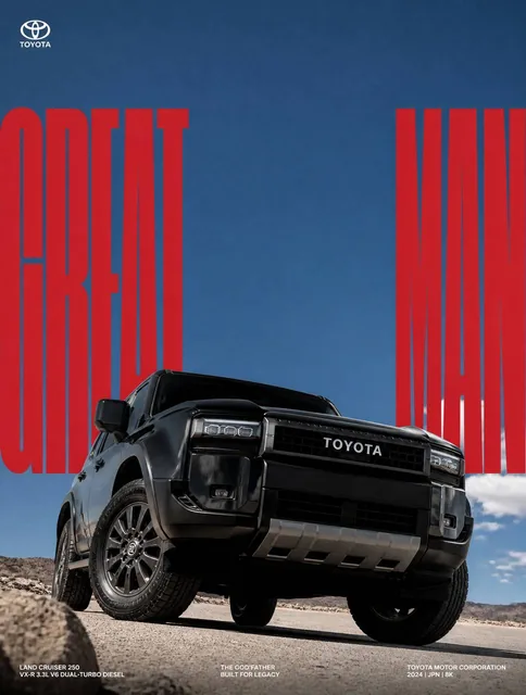 [TOYOTA] | [THE GOD'FATHER]. Act as a Professional Editorial Art Director.