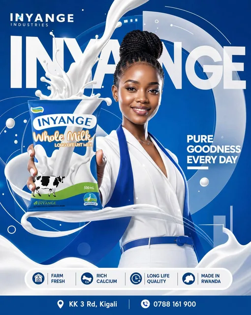 Brand name: Inyange Industries Brand abbreviation/main visual characters: INYANGE Product name: Whole Milk – Long Life U