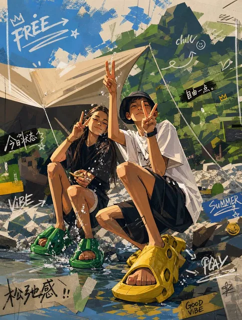 Transforms uploaded portraits into stylized, trendy character posters with exaggerated proportions and graphic elements for a unique urban art zine aesthetic.