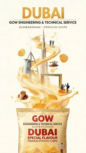 Ultra-detailed premium travel-food advertisement poster for [dubai], vertical composition, inspired by luxury Lay’s-styl