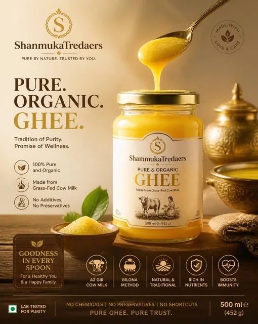 same like this mack an image for my brand the brand Name is ShanmukaTredaers we manufacturing the pure and organic ghee