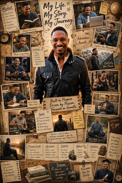 Universal Scrapbook Life-Story Poster Prompt (Works With Any Portrait Photo)> Using the uploaded image as the primary re