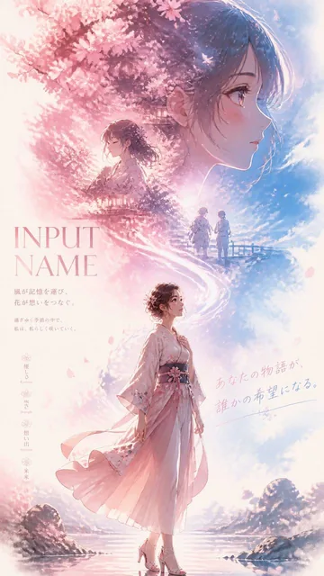 A character promotional poster titled “INPUT NAME”, designed in a cinematic vertical key visual composition (9:16). The