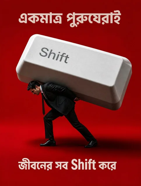 Create a premium minimalist social awareness poster on a bold red background. A giant realistic white keyboard "Shift" k