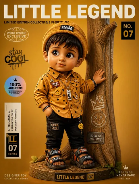 Transform the input image into a premium designer collectible-art toy aesthetic. Preserve the subject's identity, pose,