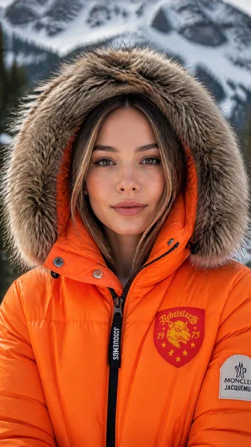 Female Model (see image reference for facial, make her face facing front), Fashion shoot, Jacquemus and Moncler collabor