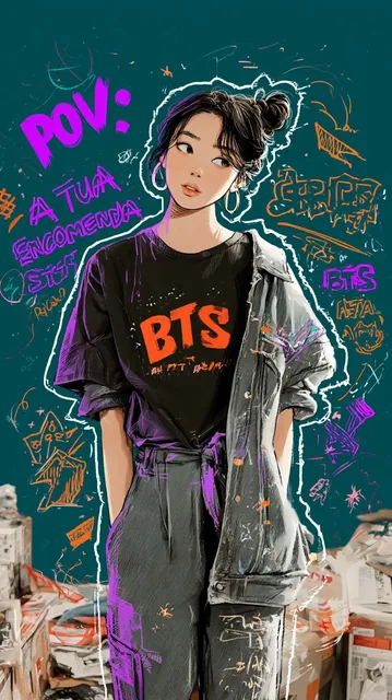 Adiciona o texto "POV: a tua encomenda BTS está a ser preparada". Dá destaque a este texto e remove o que não aches nece