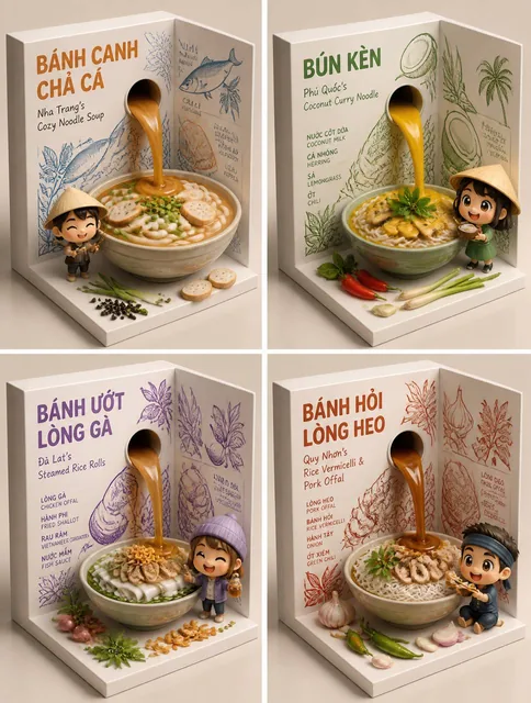 2x2 grid, do this for 4 hidden gem Vietnam foods select * from popup_recipe_visualizer where recipe_target = '[dish_name