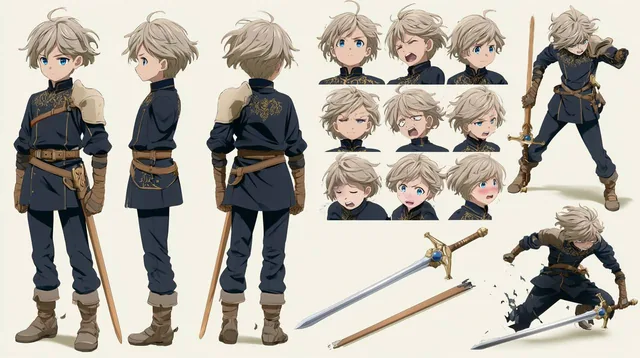 THE LOST CENTURYDARVEN VALDRAKEMASTER CHARACTER REFERENCE SHEET16:9 HORIZONTAL FORMATSTYLE:Ultra-detailed anime movie ch