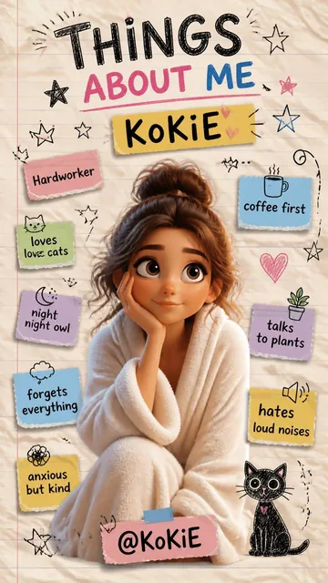 A vertical 3D render in the style of Pixar animation, presented as a sketchbook collage. The central illustration is a detailed character, surrounded by doodles, labels like 'Hardw