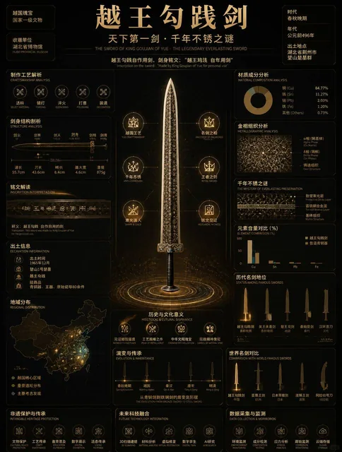 根据参考图做一张关于越王勾践剑的信息可视化