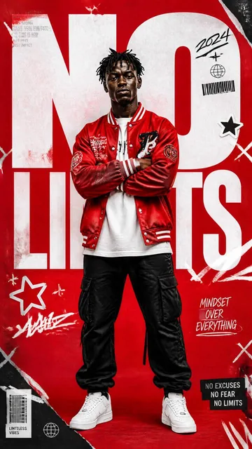 A premium 9:16 streetwear editorial advertising poster.Main Subject:A confident young male model standing in the exact c