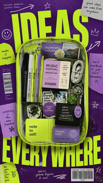 A premium 9:16 lifestyle editorial poster.Main Subject:An open transparent pencil case positioned exactly in the center.