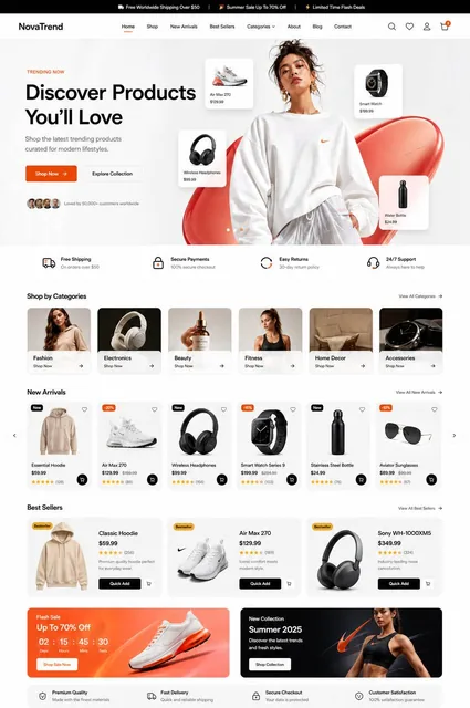 COMPLETE ECOMMERCE WEBSITE UI/UX DESIGN PROMPTDesign a world-class premium eCommerce website for a trending online brand