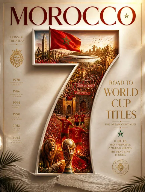 [MOROCCO]WORLD CUP TITLES:[Lions of the Atlas]━━━━━━━━━━━━━━━━━━━Create a luxury World Cup legacy poster designed like a