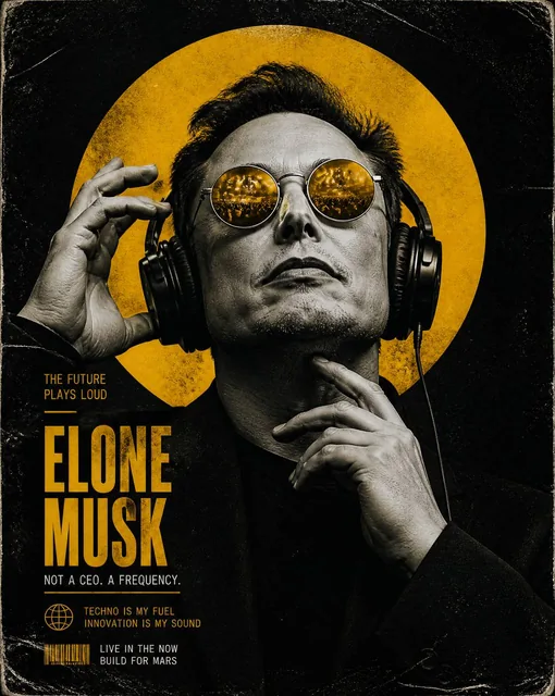 Create a dark, high‑contrast poster with a moody, underground club aesthetic. The composition features a monochrome port