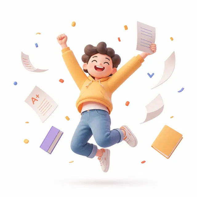["a 3D style celebration icon with flying papers, white background, light skeuomorphism, UI design, delicate clay textur